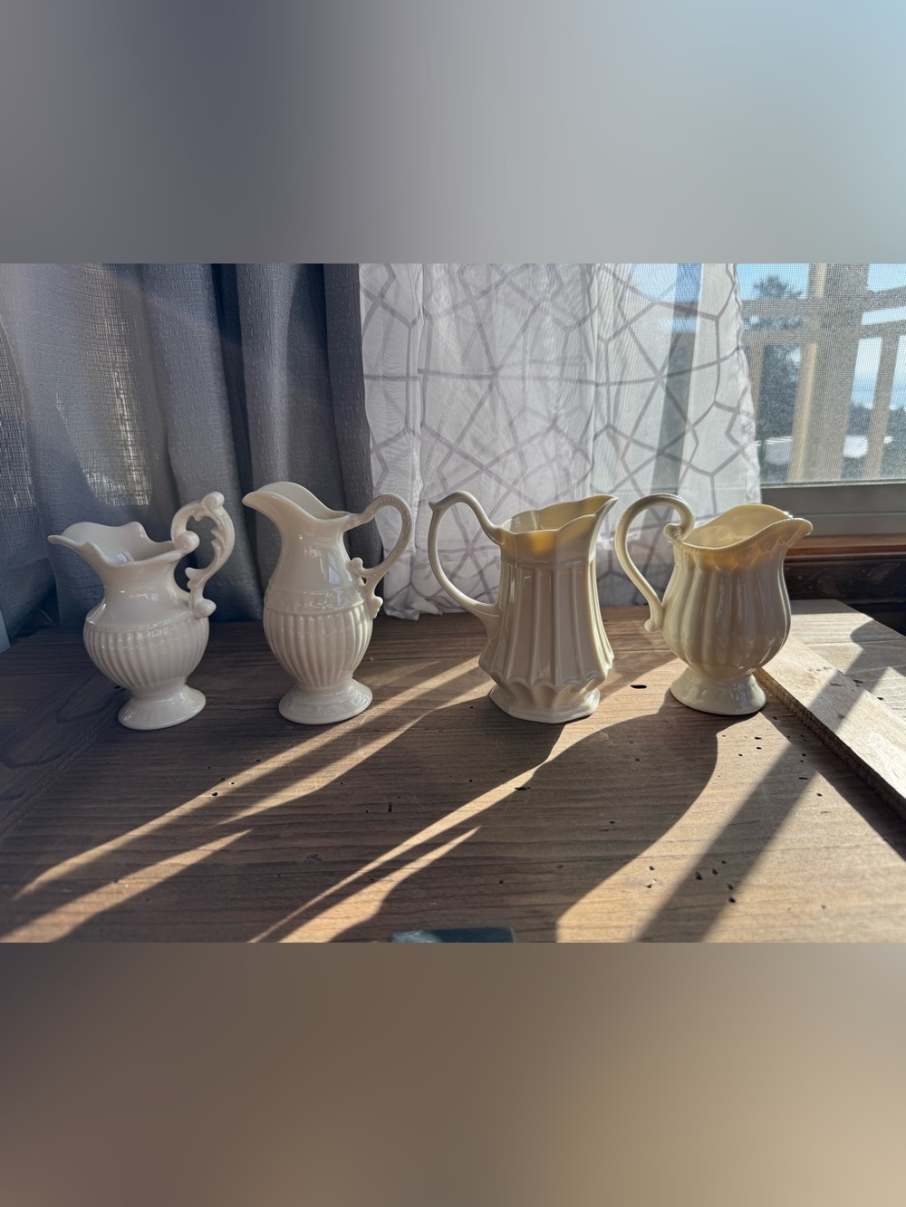 Vintage I. Godinger & Co Ivory Porcelain Mini Creamer Pitchers Set of 4